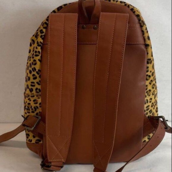 MAHI Brown Leopard Print Backpack – Full-Grain Leather, Zippered main image 4